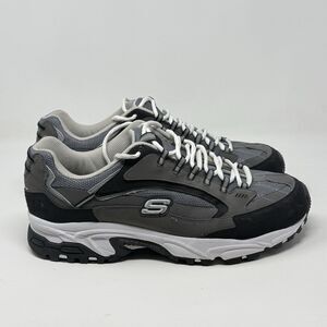 Skechers Stamina Cutback Sneakers Mens 15 Extra Wide Gray Black Walking Shoes